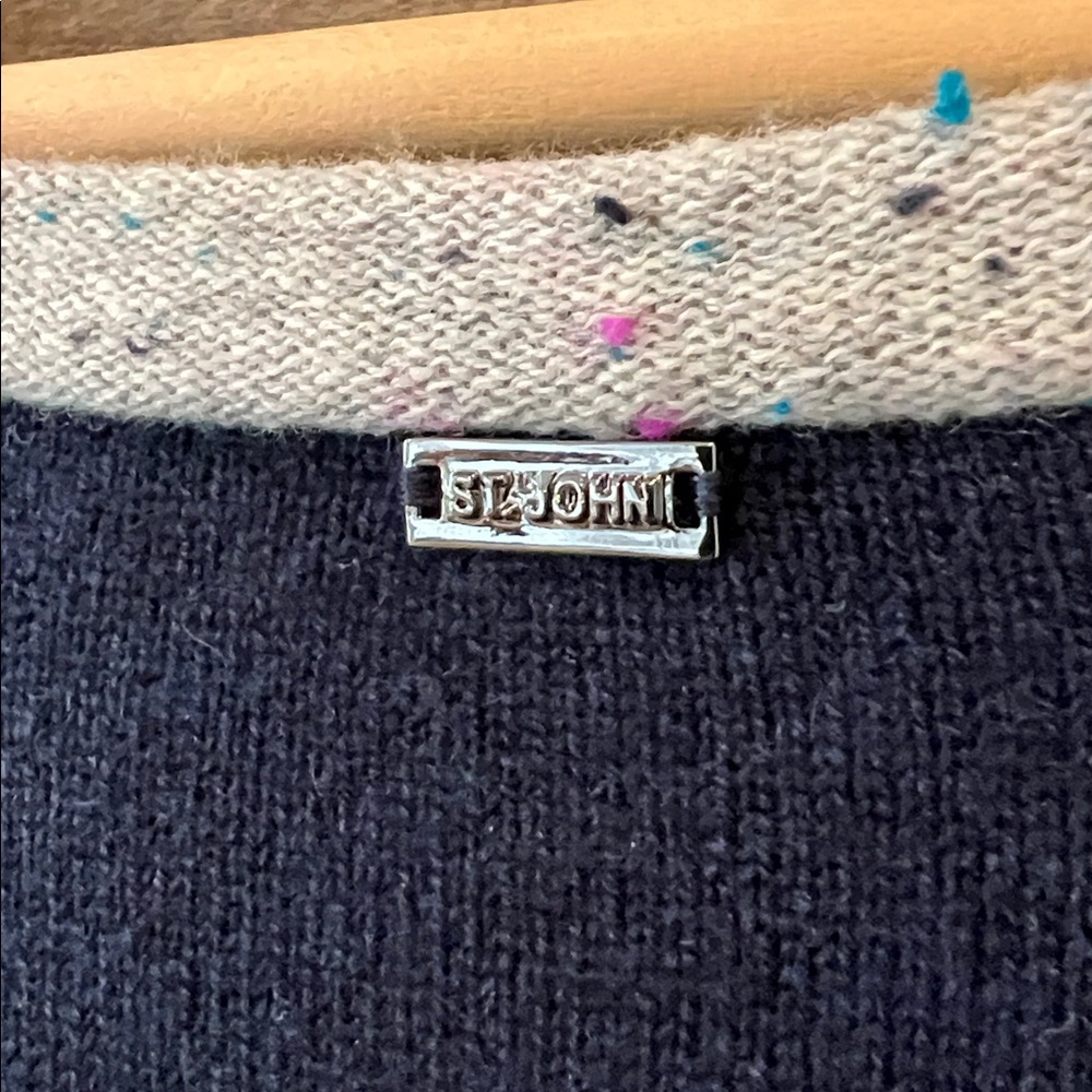 St. John Women's Cashmere Navy Blue Cape Sweater Cardigan - Picture 6 of 8